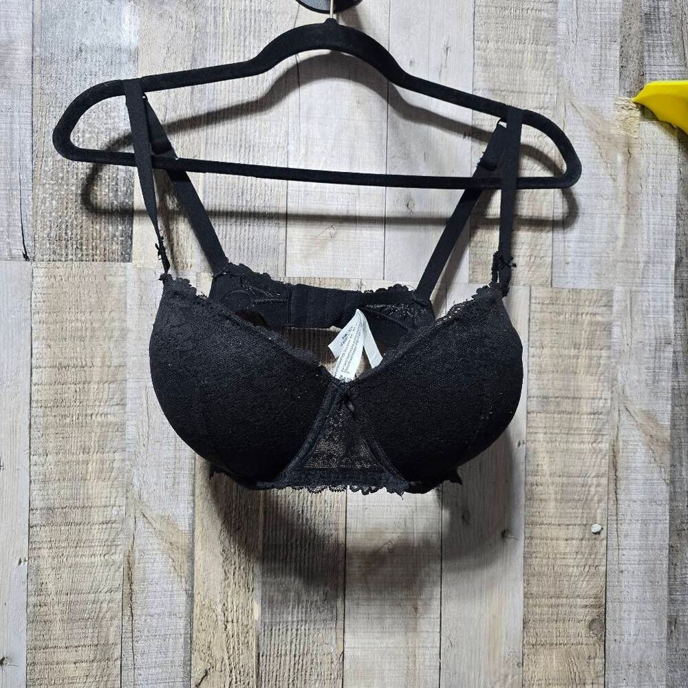 Victoria's Secret PINK VS Blsck Lace Balconette Push Up Bra 38D Underwire